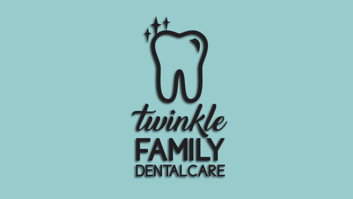 twinkle family dentalcare - black logo with teal background