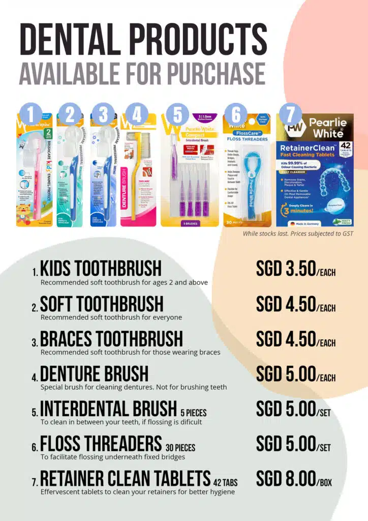 dental products available for purchase in our clinic