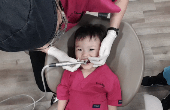 Polishing a Child's Teeth