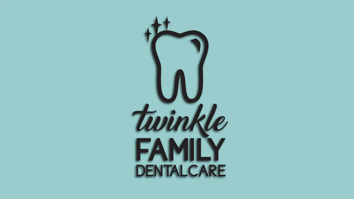twinkle family dentalcare - black logo with teal background